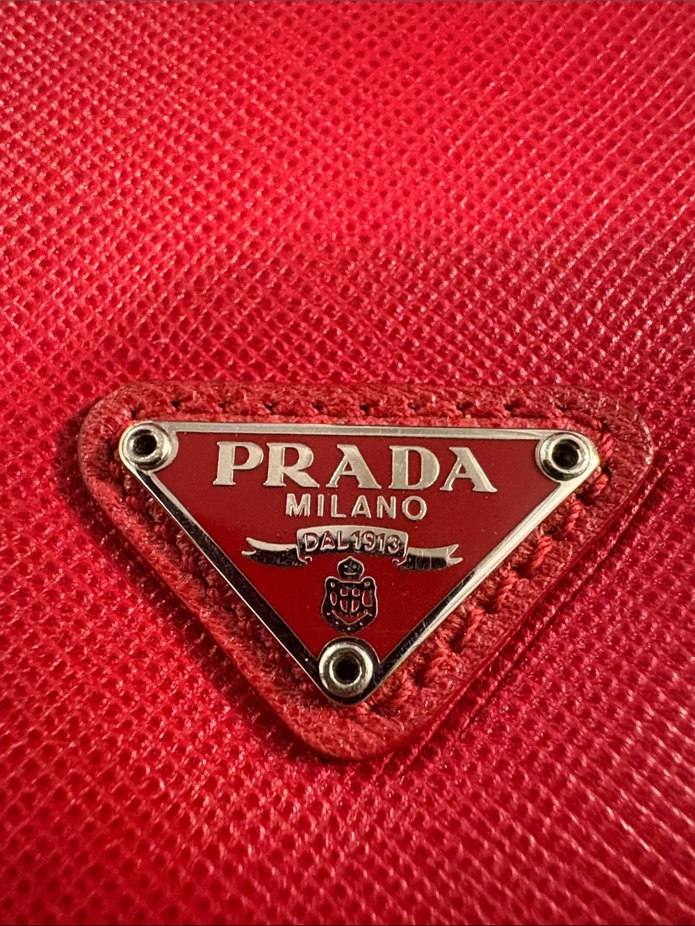 Prada Red Leather device Sleeve with Triangular Logo